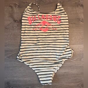 Billabong Cream and Black Striped Swimsuit